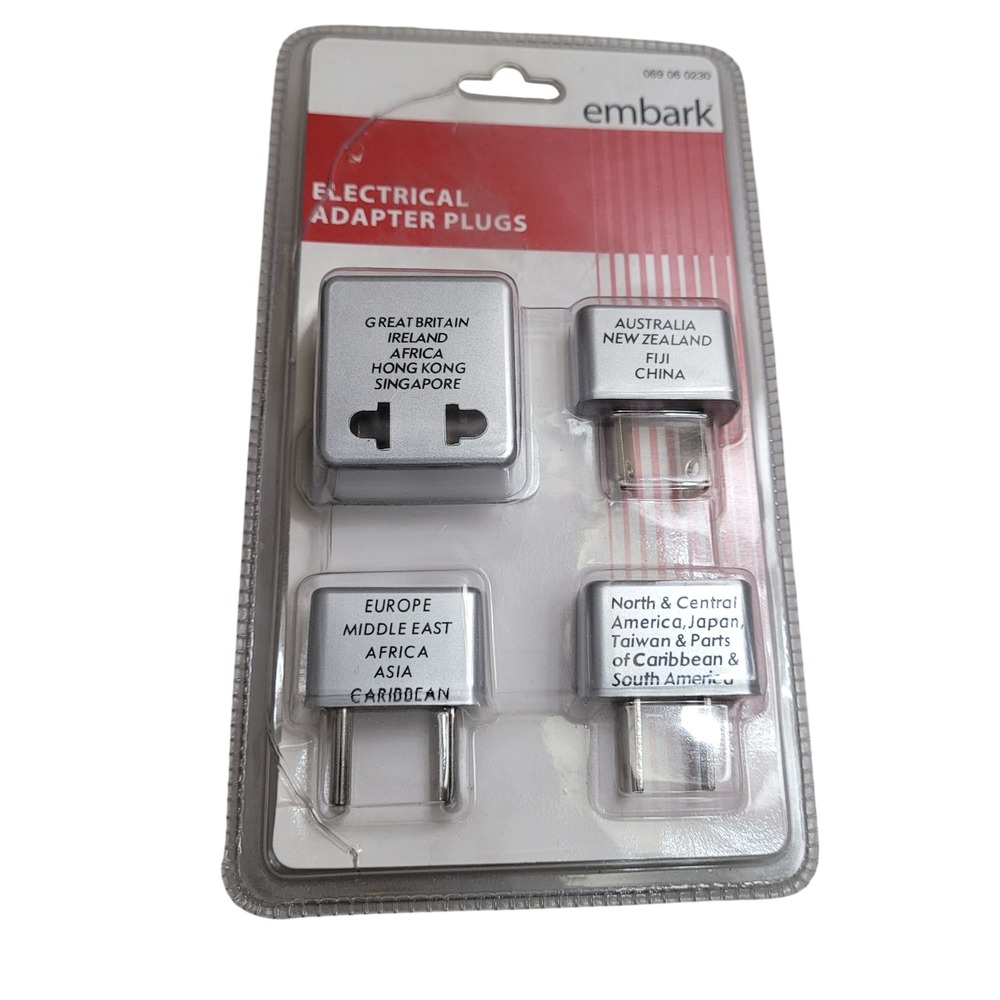 Embark Electrical Adapter Plugs Travel Set Silver 4-Piece Universal Kit